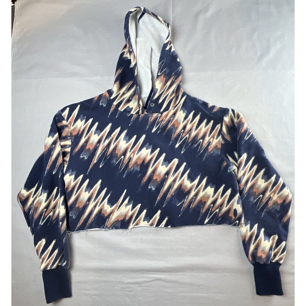 Free People Movement Crop Hooded Raw Hem Sweatshirt Medium